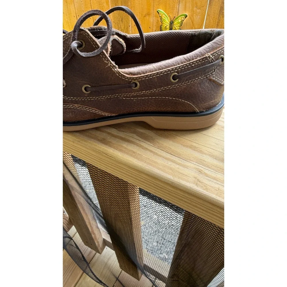 World Wide Sportsman Mens Brown Leather Boat Shoes Non-Marking Fishing Loafers‎